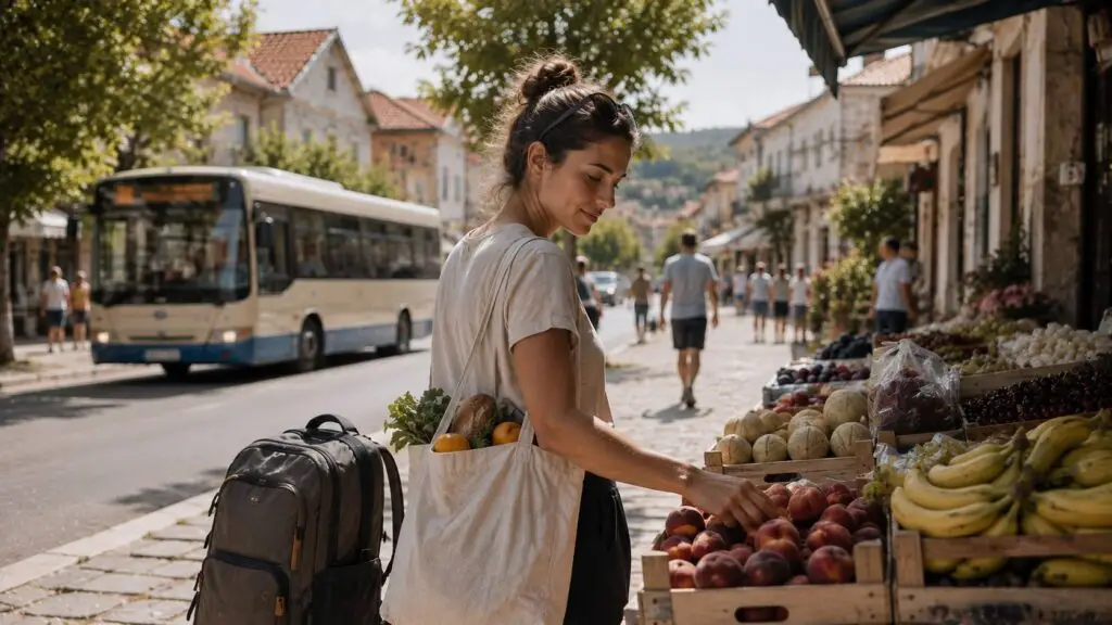 Lokale boodschappen en vervoer tijdens een betaalbare vakantie