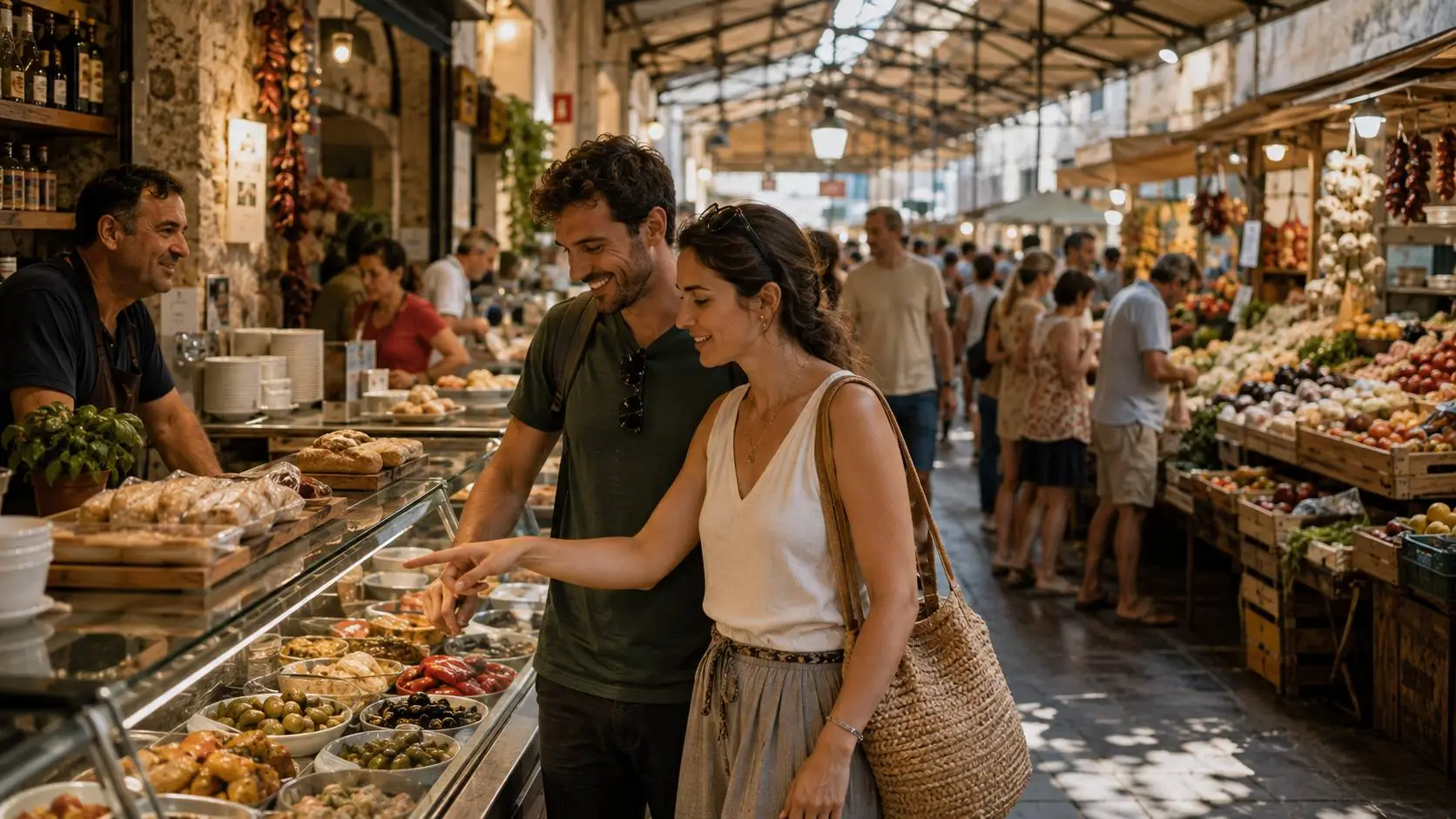 Stel ontdekt samen de lokale keuken tijdens een vakantie